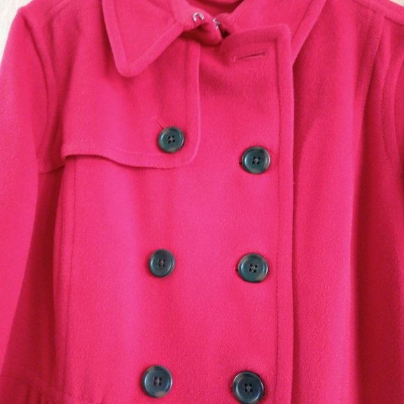 Red Lands End Wool Coat. - Picture 6 of 11